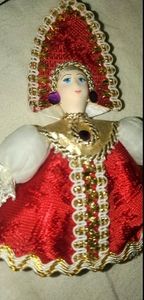 Russian porcelain face christmas ornament